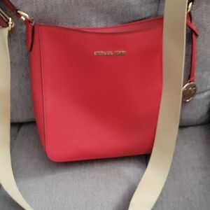 Michael Kors Red and Beige Crossbody Bag